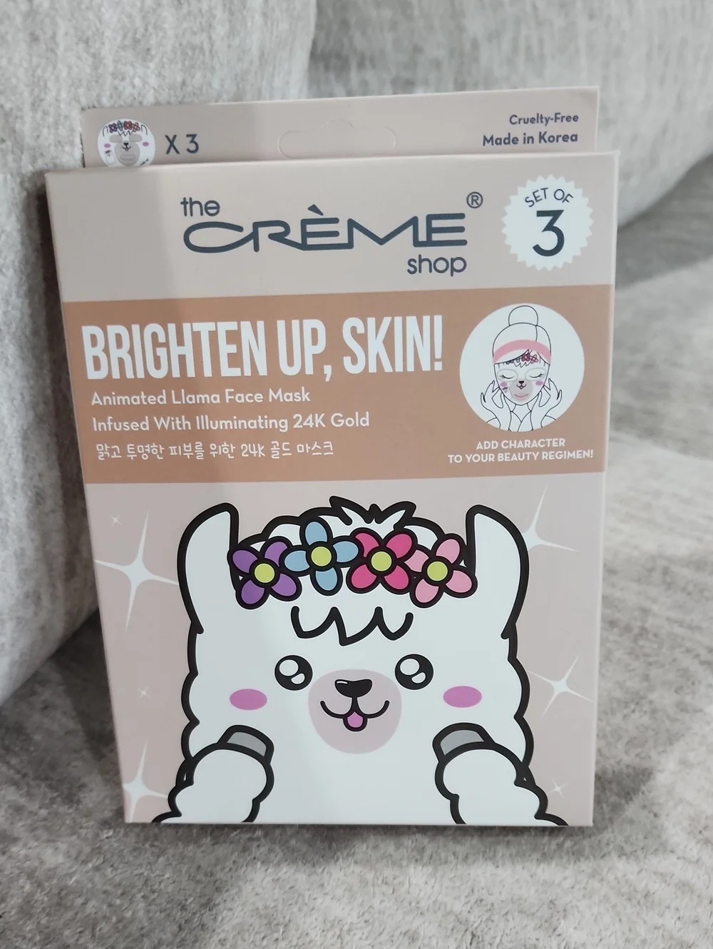 NWT 3 Pack The Creme Shop Brighten Up Llama Face Mask